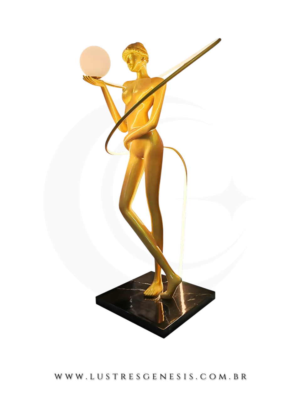 Luminária Escultura Atena Dourada para Decoração de Interiores